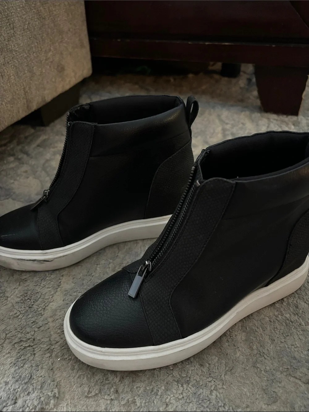Women's Black Zip-Front Ankle Booties